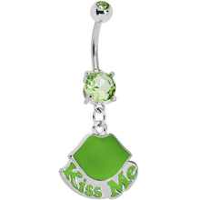 Load image into Gallery viewer, Green Gem Kiss Me Lips Belly Ring
