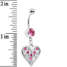 Load image into Gallery viewer, Pink Gem Encrusted Heart Dangle Belly Ring
