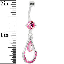 Load image into Gallery viewer, Pink Gem Teardrop Double Drop Belly Ring
