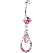 Load image into Gallery viewer, Pink Gem Teardrop Double Drop Belly Ring
