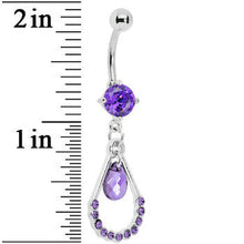 将图片加载到图库查看器，Violet Gem Teardrop Double Drop Belly Ring
