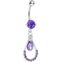 将图片加载到图库查看器，Violet Gem Teardrop Double Drop Belly Ring
