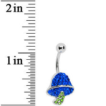 Load image into Gallery viewer, Green Blue Gem Paved Mushroom Belly Ring
