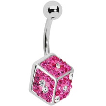 Load image into Gallery viewer, Pink Gem Paved Dice Belly Ring
