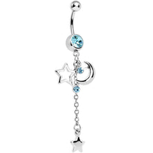 Load image into Gallery viewer, Celestial Skies Blue Gem Belly Ring
