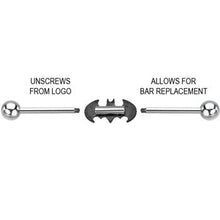 Load image into Gallery viewer, Officially Licensed Steel Black Batman Logo Industrial Barbell 38mm
