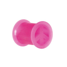 Load image into Gallery viewer, Neon Pink Silicone Peace Sign Tunnel 0G to 14mm
