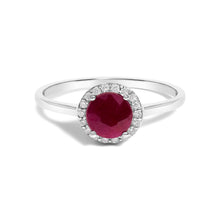 将图片加载到图库查看器，10K White Gold Purple Amethyst and 1/10 Cttw Diamond Halo Ring
