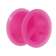 Load image into Gallery viewer, Neon Pink Silicone Peace Sign Tunnel 0G to 14mm
