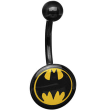 Load image into Gallery viewer, Black Acrylic Batman Logo Belly Ring
