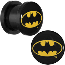 Load image into Gallery viewer, 00G Black Acrylic Batman Logo Screw Fit Plug Set
