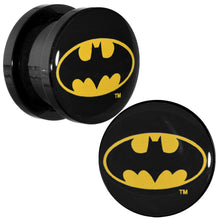 Load image into Gallery viewer, 1/2 Black Acrylic Batman Logo Screw Fit Plug Set
