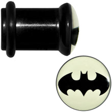 Load image into Gallery viewer, 0G Black Acrylic Glow in the Dark Batman Plug Set
