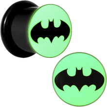 Load image into Gallery viewer, 9/16 Black Acrylic Glow in the Dark Batman Plug Set
