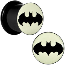 Load image into Gallery viewer, 9/16 Black Acrylic Glow in the Dark Batman Plug Set
