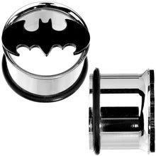 Load image into Gallery viewer, 5/8 Stainless Steel Batman Tunnel Plug Set
