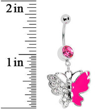 Load image into Gallery viewer, Pink Gem Enamel Butterfly Belly Ring
