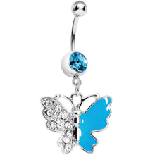将图片加载到图库查看器，Blue Gem Enamel Butterfly Belly Ring

