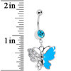 将图片加载到图库查看器，Blue Gem Enamel Butterfly Belly Ring
