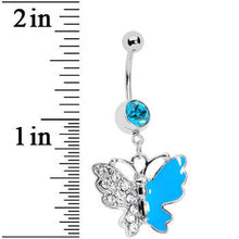 将图片加载到图库查看器，Blue Gem Enamel Butterfly Belly Ring
