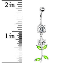 Load image into Gallery viewer, I love Tulips Clear Dazzle Flower Belly Ring
