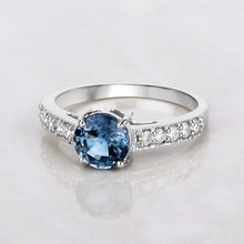 将图片加载到图库查看器，1.90 Carat Genuine Blue Sapphire and White Diamond 14K White Gold Ring
