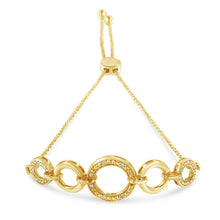 Load image into Gallery viewer, 10K Yellow Gold over .925 Sterling Silver Diamond Accented Graduated Infinity Open Circle 6â€-9â€ Adjustable Bolo Bracelet
