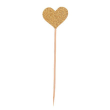 将图片加载到图库查看器，40pcs/set Bling Heart Shape Insert Cards With Toothpick For Wedding Birthday Party Cute Lovely Gifts Cake Decorations Cocktail Picks Handmade Heart Shape Bamboo Toothpicks
