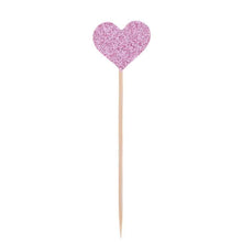 将图片加载到图库查看器，40pcs/set Bling Heart Shape Insert Cards With Toothpick For Wedding Birthday Party Cute Lovely Gifts Cake Decorations Cocktail Picks Handmade Heart Shape Bamboo Toothpicks
