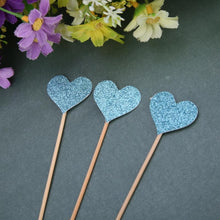 将图片加载到图库查看器，40pcs/set Bling Heart Shape Insert Cards With Toothpick For Wedding Birthday Party Cute Lovely Gifts Cake Decorations Cocktail Picks Handmade Heart Shape Bamboo Toothpicks
