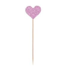 将图片加载到图库查看器，40pcs/set Bling Heart Shape Insert Cards With Toothpick For Wedding Birthday Party Cute Lovely Gifts Cake Decorations Cocktail Picks Handmade Heart Shape Bamboo Toothpicks
