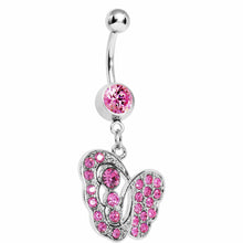 Load image into Gallery viewer, Abstract Pink Butterfly Belly Ring
