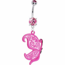 将图片加载到图库查看器，Neon Pink Butterfly Belly Ring
