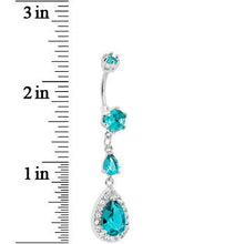 将图片加载到图库查看器，Hollywood Diva Aqua Gem Teardrop Belly Ring
