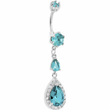 将图片加载到图库查看器，Hollywood Diva Aqua Gem Teardrop Belly Ring
