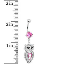 Load image into Gallery viewer, Sparkling Pink Gem Owl Belly Ring

