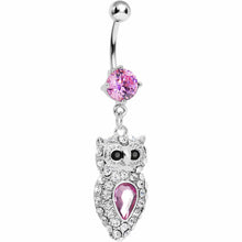 Load image into Gallery viewer, Sparkling Pink Gem Owl Belly Ring
