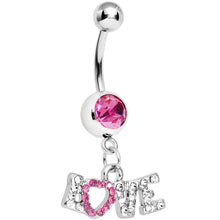 Load image into Gallery viewer, Pink Gem Love Script Belly Ring
