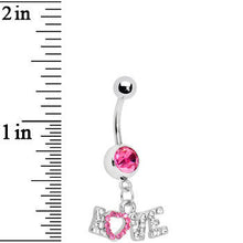 Load image into Gallery viewer, Pink Gem Love Script Belly Ring

