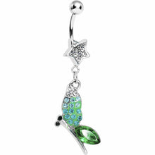 Load image into Gallery viewer, Green Gem Dragonfly Belly Ring
