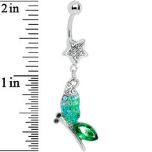 Load image into Gallery viewer, Green Gem Dragonfly Belly Ring
