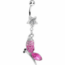 将图片加载到图库查看器，Pink Gem Dragonfly Belly Ring
