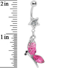 将图片加载到图库查看器，Pink Gem Dragonfly Belly Ring

