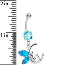 Load image into Gallery viewer, Aqua Fairy on a Crescent Moon Belly Ring
