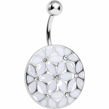 Load image into Gallery viewer, White Pocketful of Posie Flower Belly Ring
