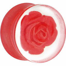Load image into Gallery viewer, 18mm Clear Acrylic Red Floating Rose Flower Saddle Plug

