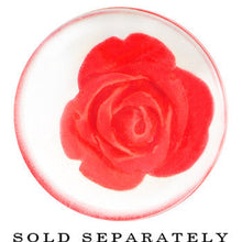 Load image into Gallery viewer, 18mm Clear Acrylic Red Floating Rose Flower Saddle Plug
