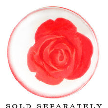Load image into Gallery viewer, 20mm Clear Acrylic Red Floating Rose Flower Saddle Plug
