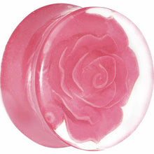 将图片加载到图库查看器，7/8 Clear Acrylic Pink Floating Rose Flower Saddle Plug
