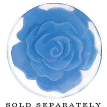 将图片加载到图库查看器，24mm Clear Acrylic Blue Floating Rose Flower Saddle Plug
